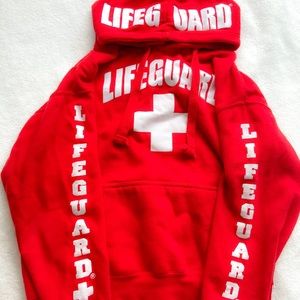 red lifeguard hoodie